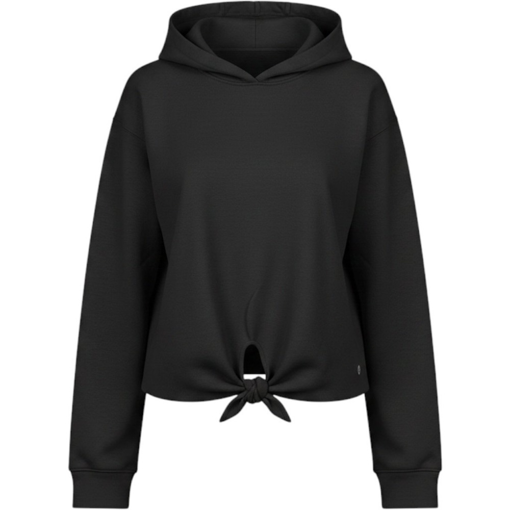 DKNY Sport Womens Black Tie Front Hoodie Sweatshirt Long Sleeve Pullover Size M